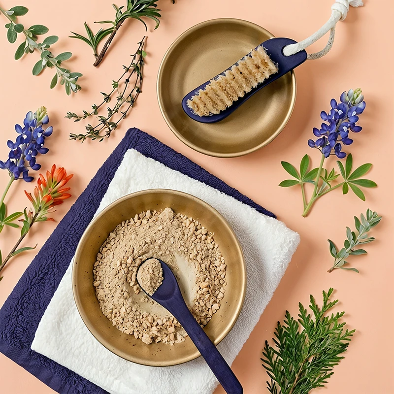 Dog receiving a de-shedding mineral clay bath treatment at a luxury dog spa in Lake Ridge, Texas.